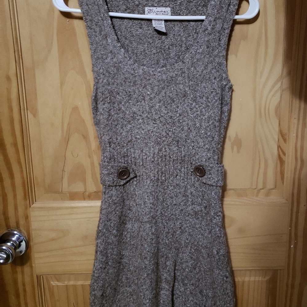 🌸 Glimmer Brown Knitted Sleeveless Dress